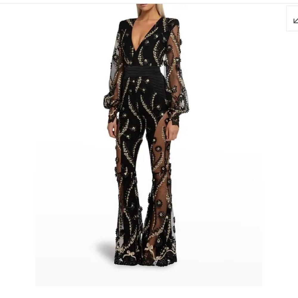 Zhivago Black Sheer Embellished Jumpsuit